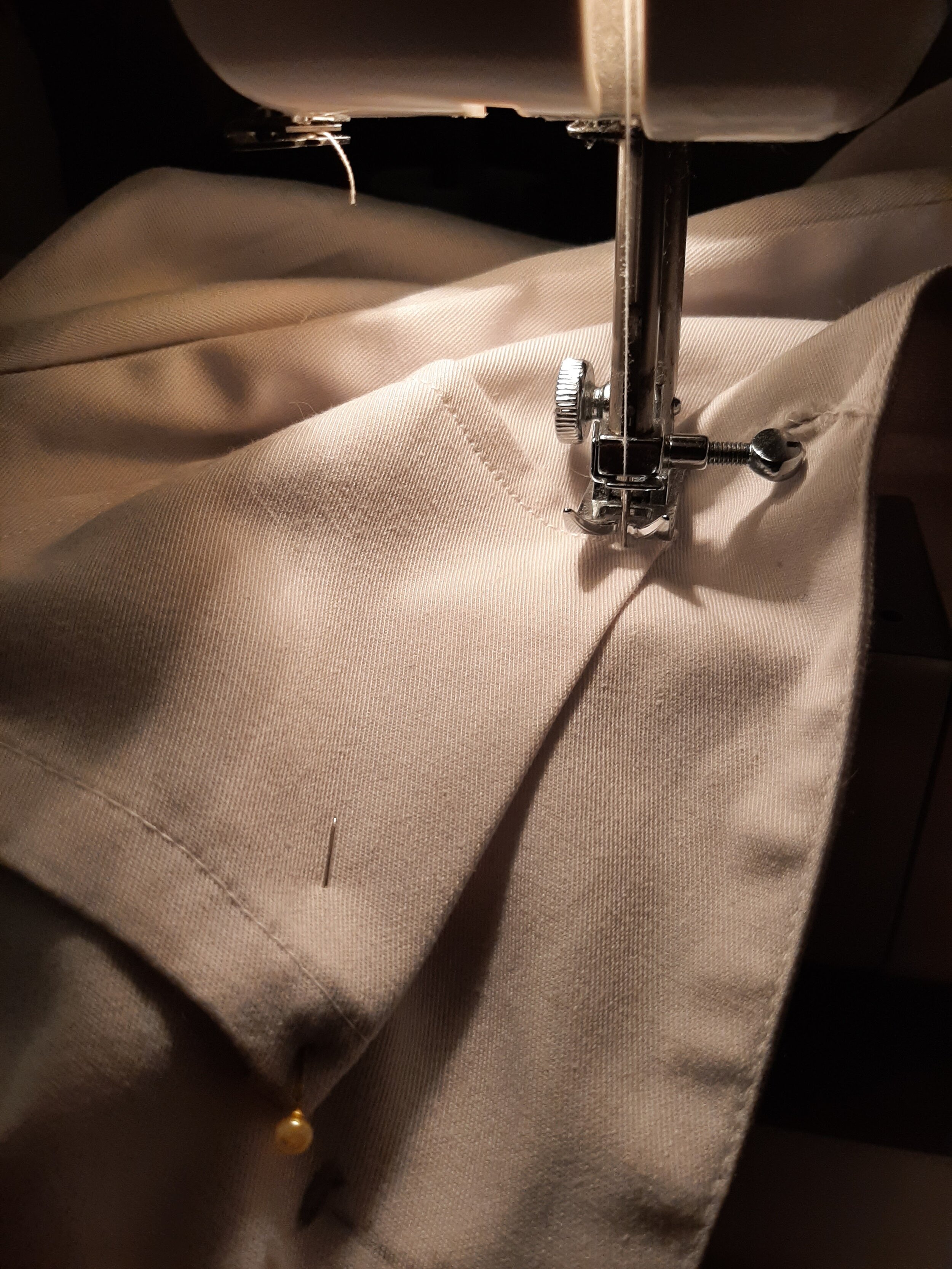 The most sewing always happens after dark.