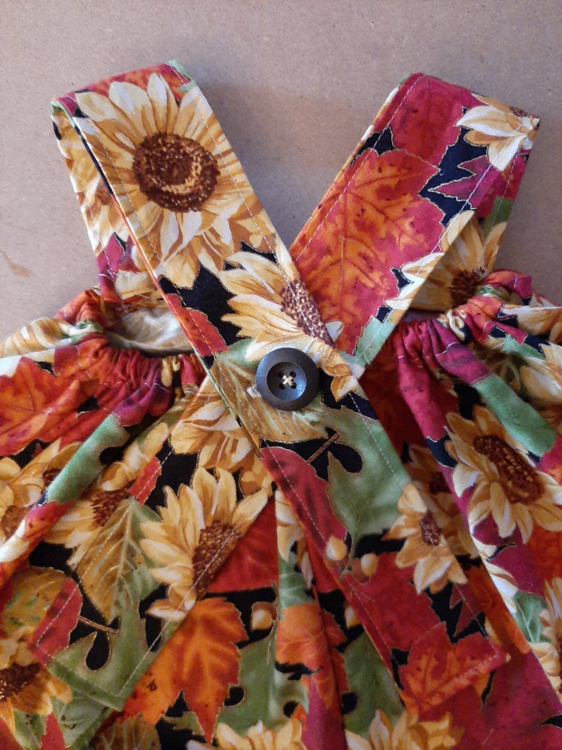 Button sew onto the center of the back. 