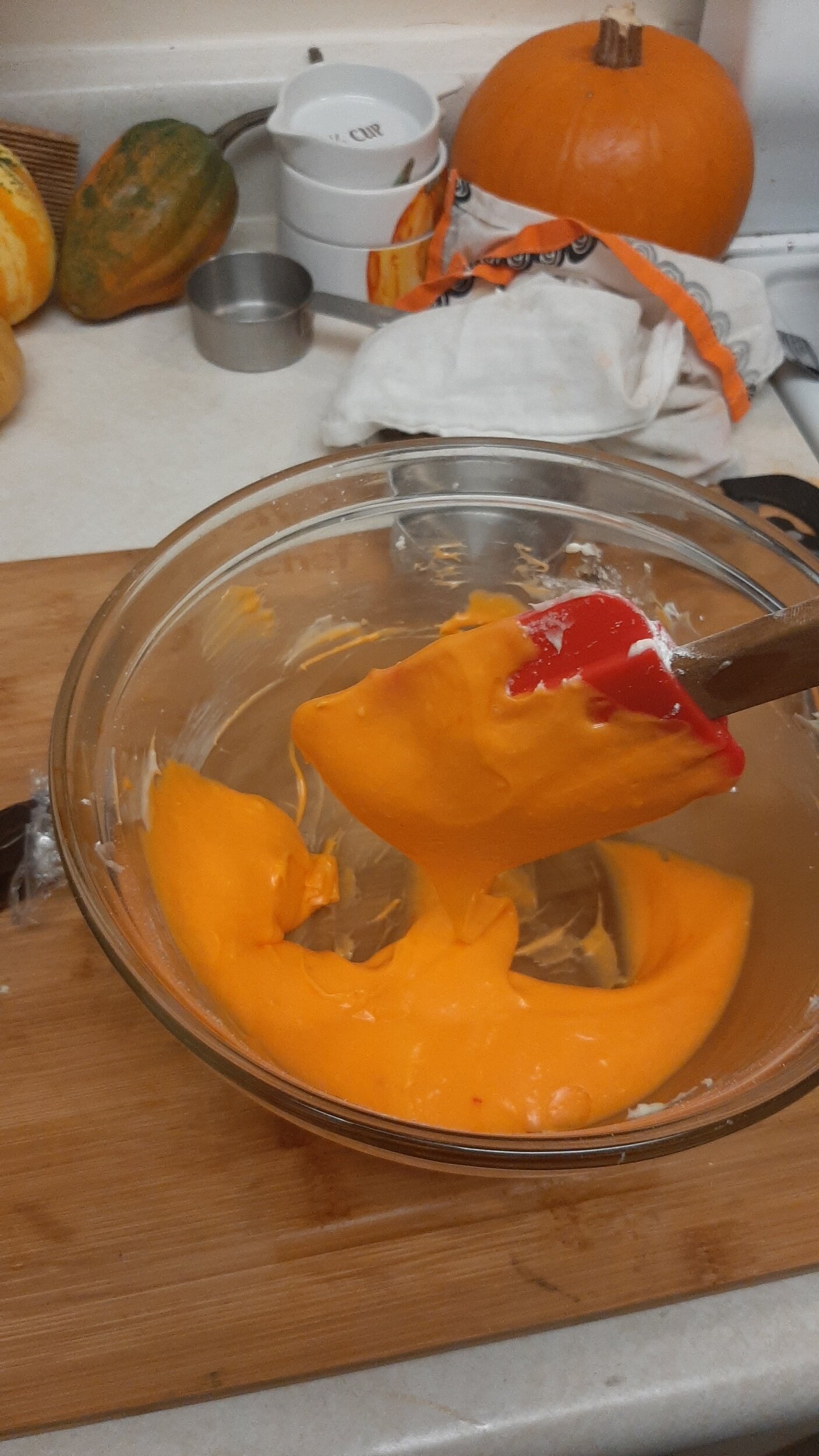 Adding orange gel food colouring 