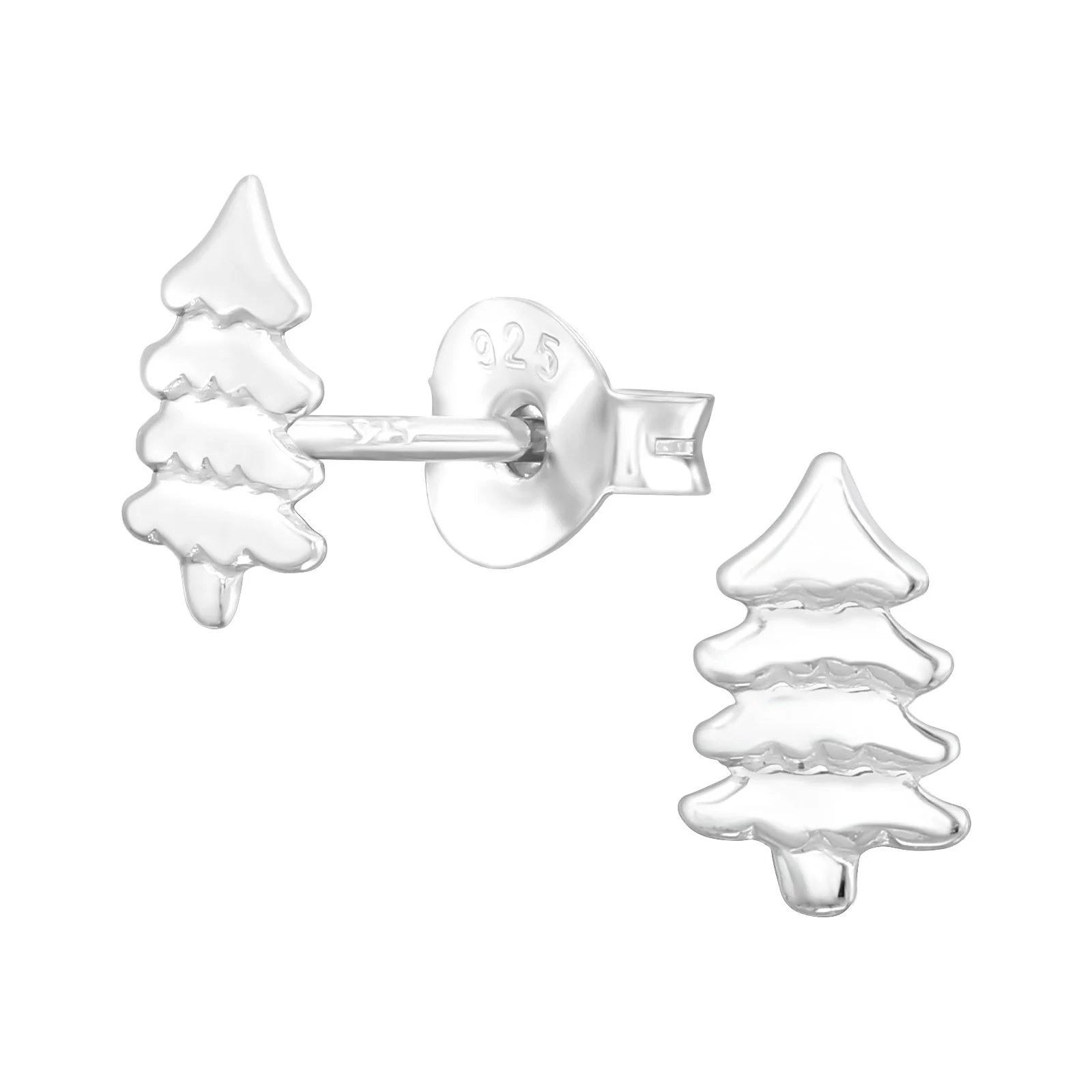 Minimal Christmas Tree Sterling Silver Stud Earrings
