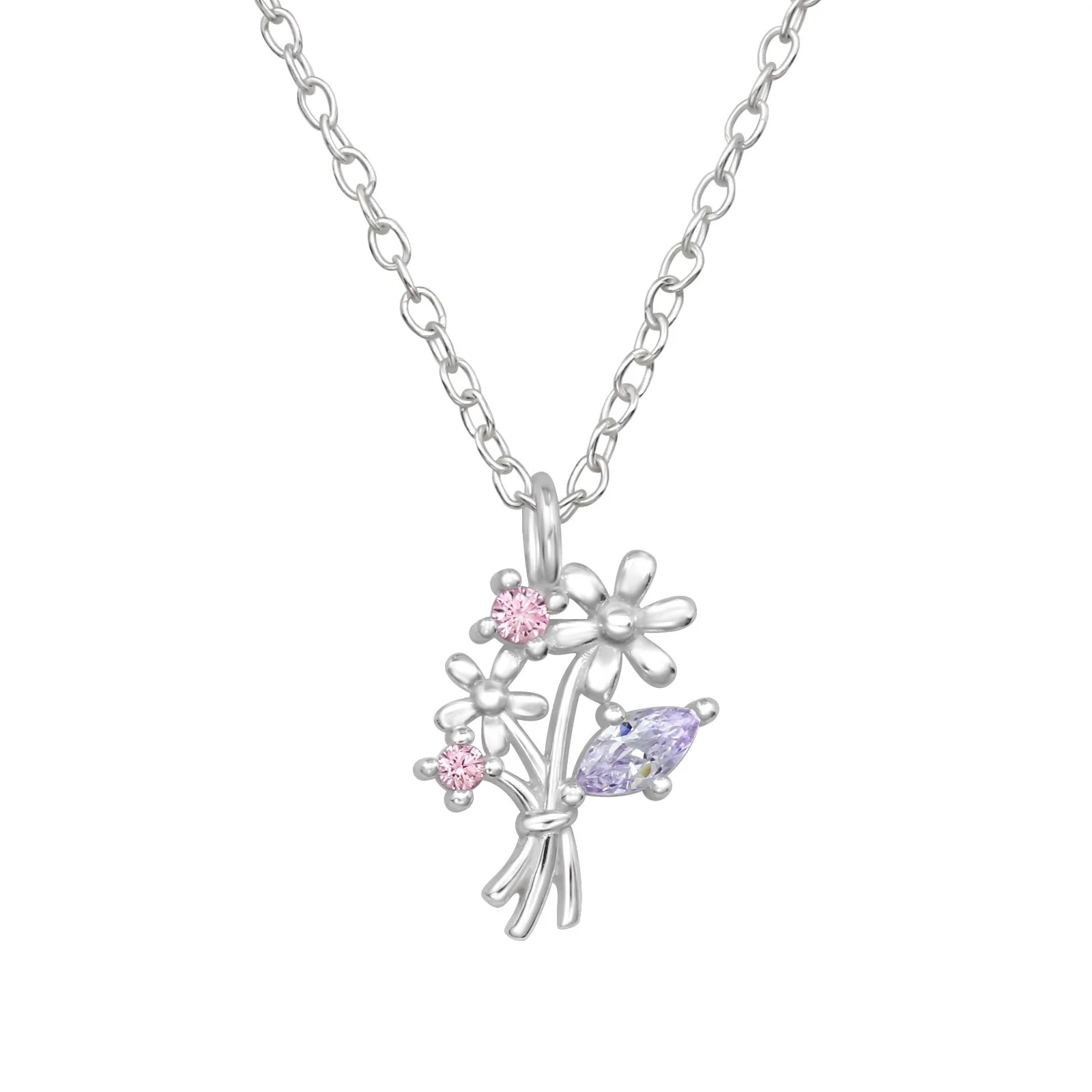 Sterling Silver Flower Posy Necklace
