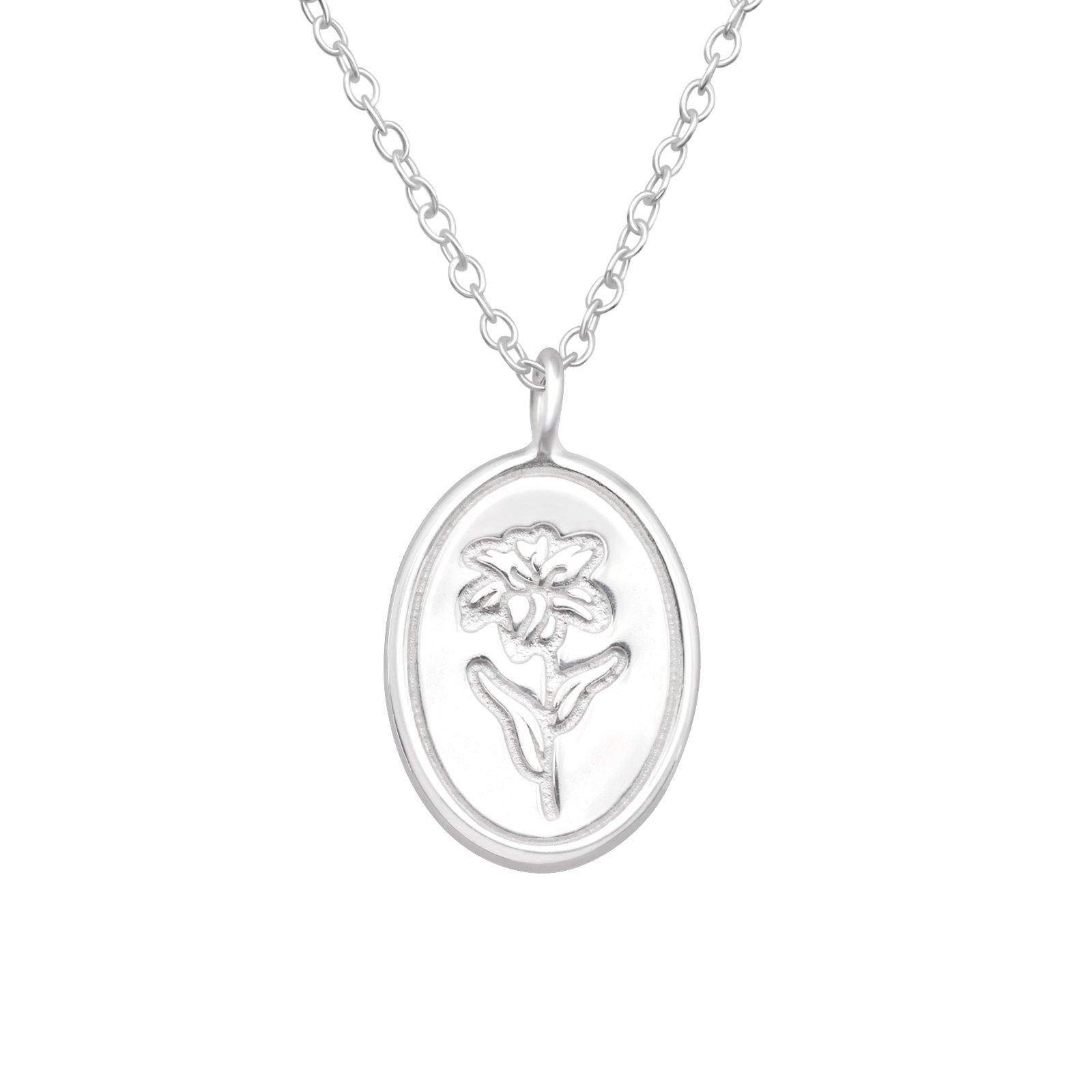 Stamped Narcissus Sterling Silver Necklace