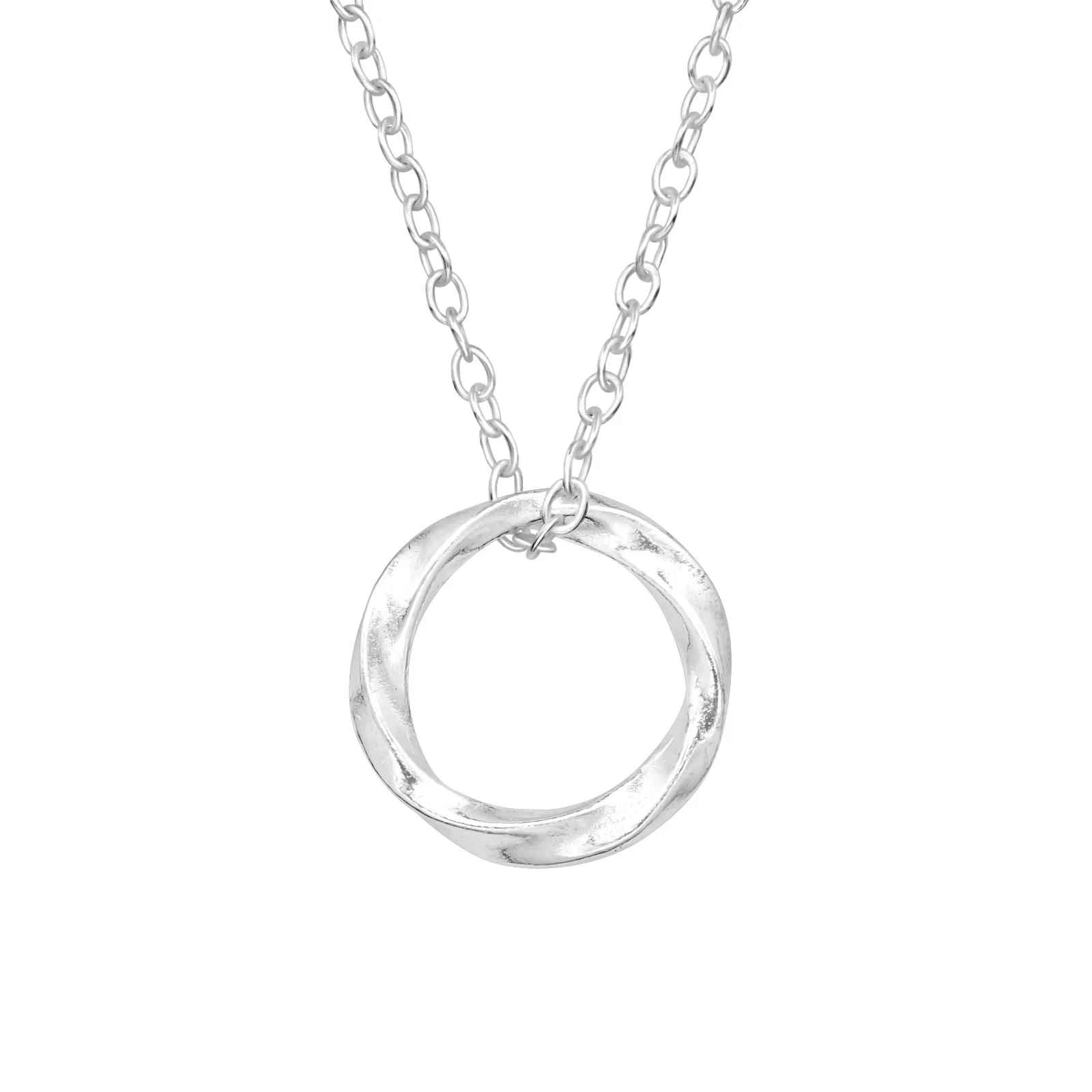 Twisted Circle Sterling Silver Necklace