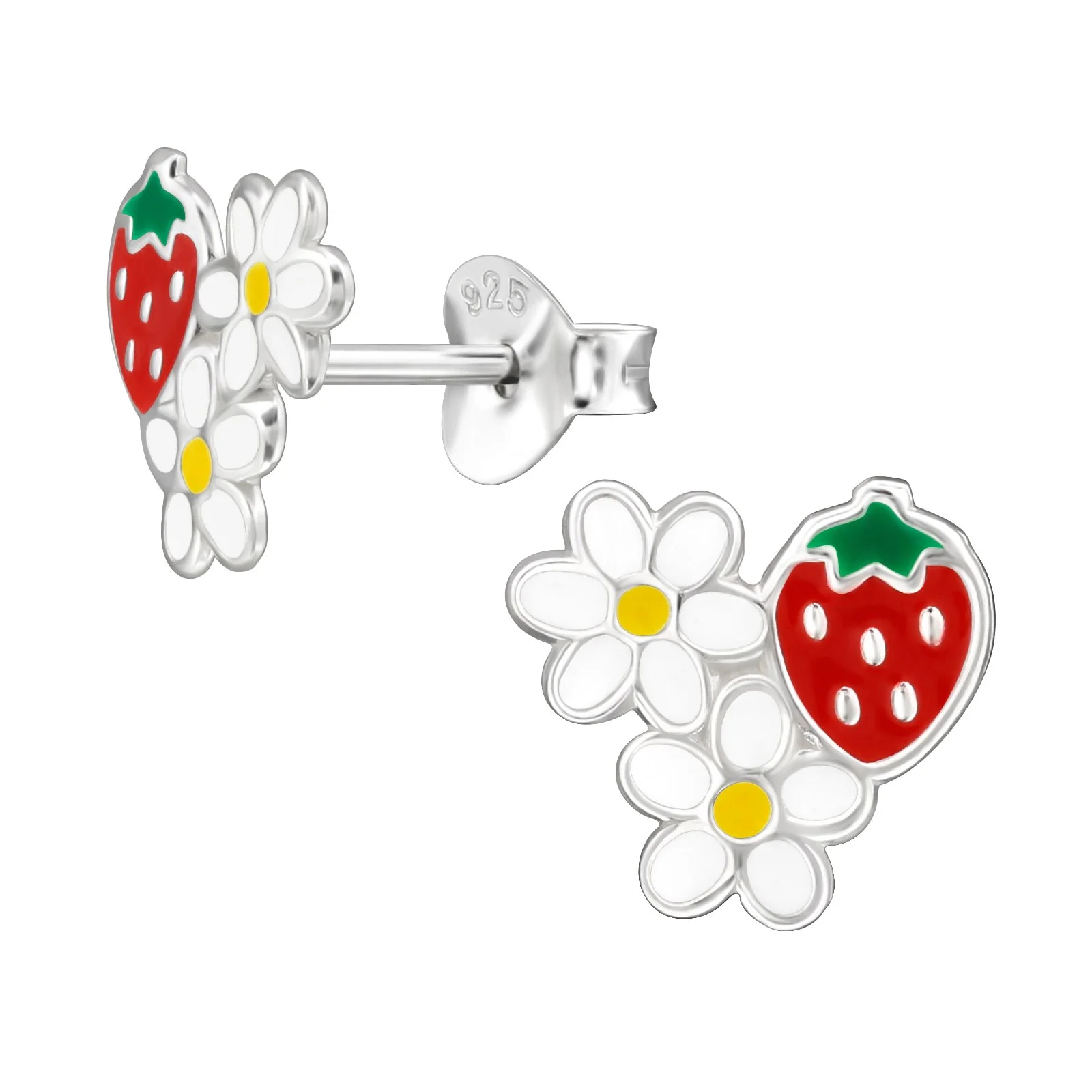 Strawberry & Daisies Sterling Silver Stud Earring