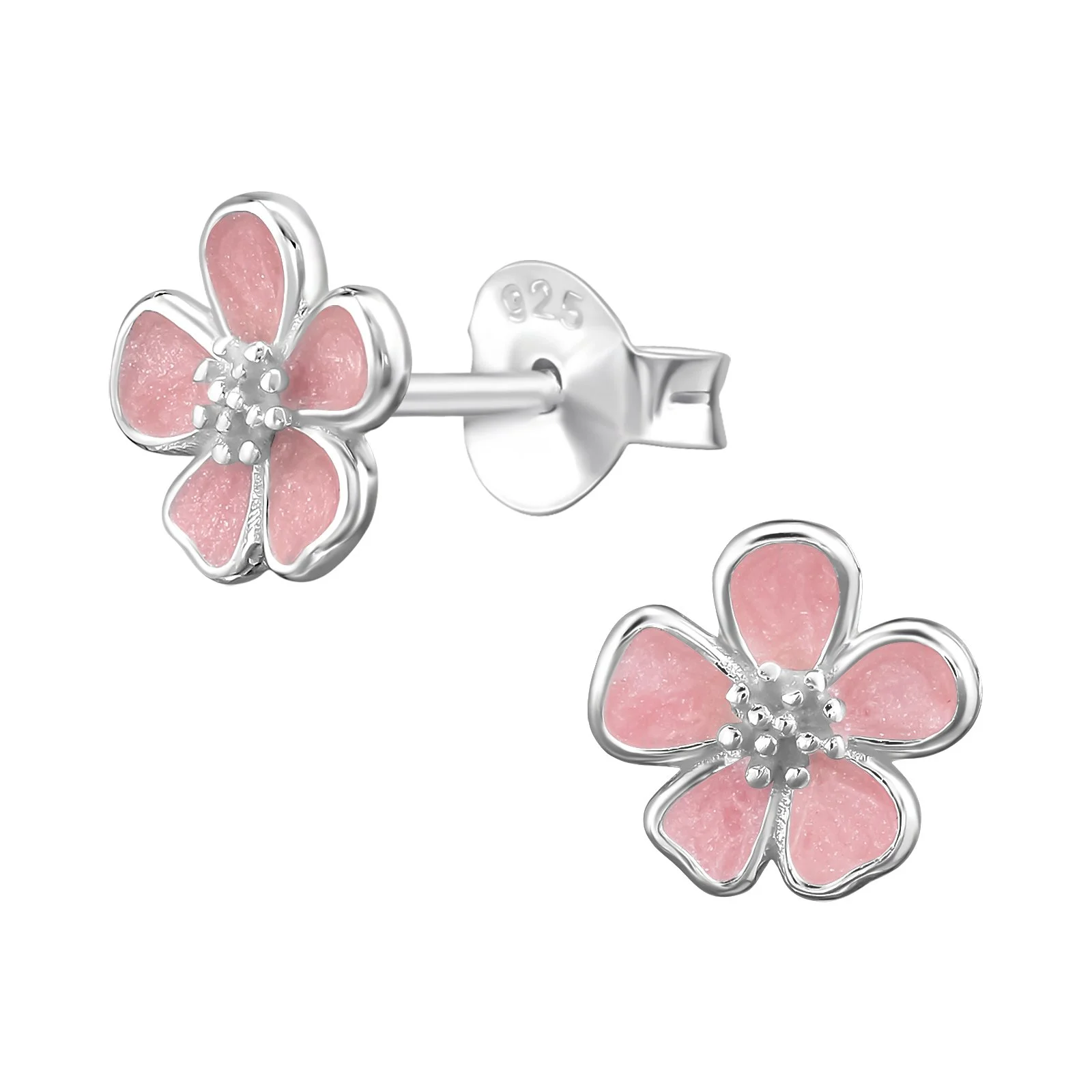Pink Blossom Sterling Silver Stud Earring