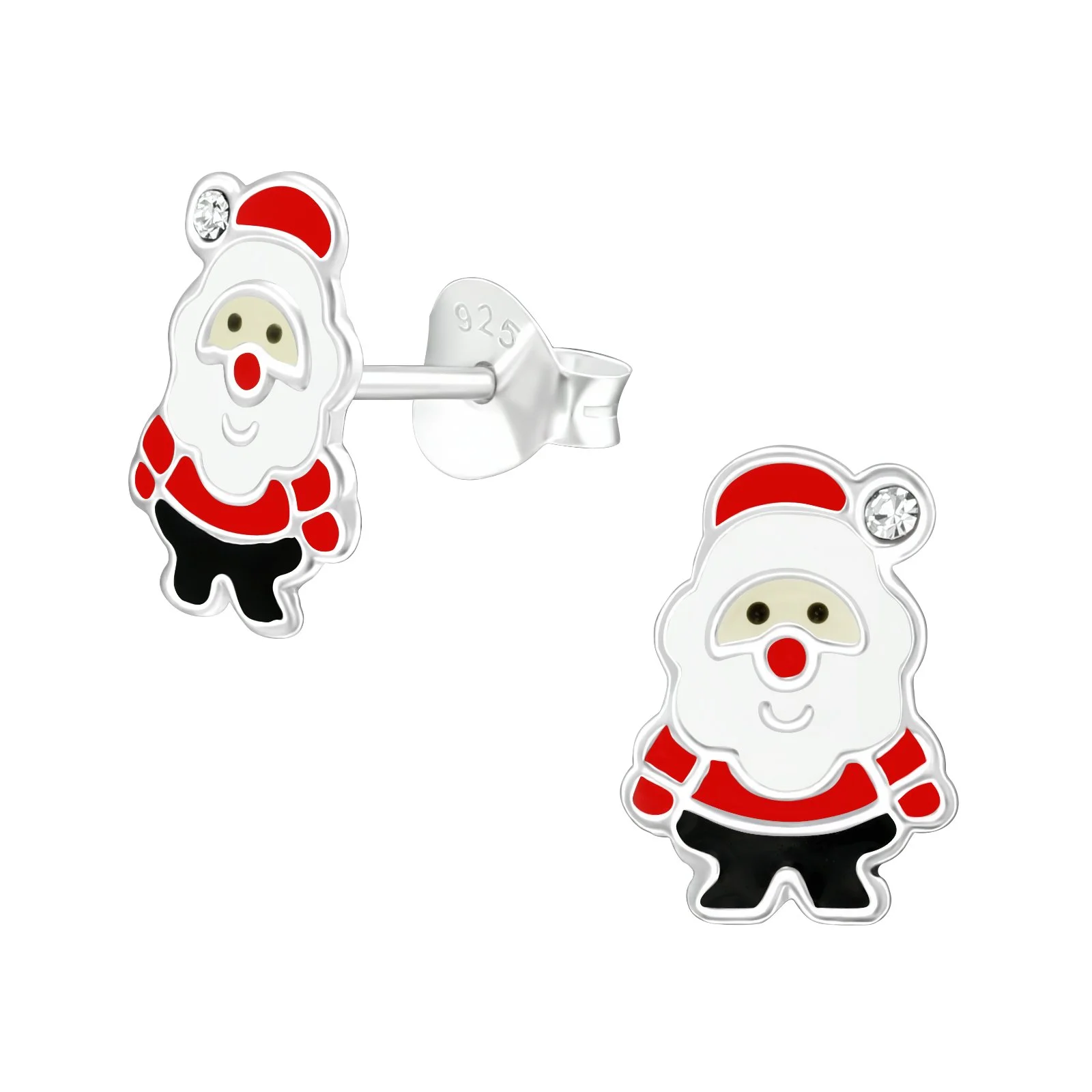 Christmas Colourful Santa Sterling Silver Stud Earrings