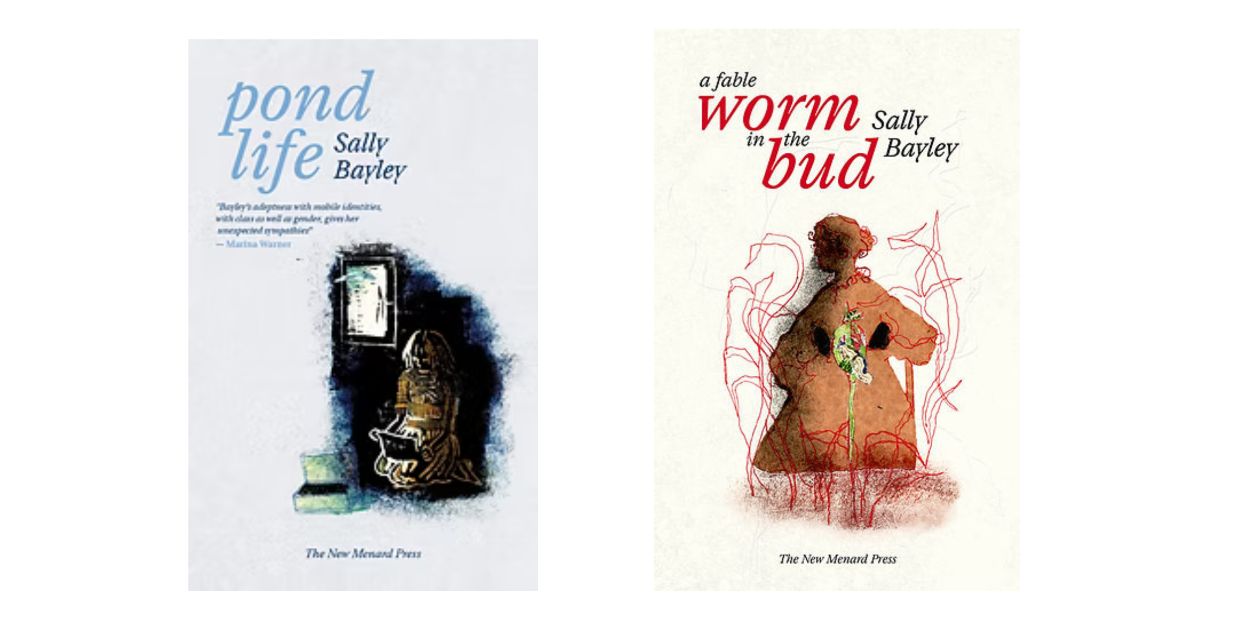 Images of Sally Bayley's two books Pond Life and Worm in the Bud