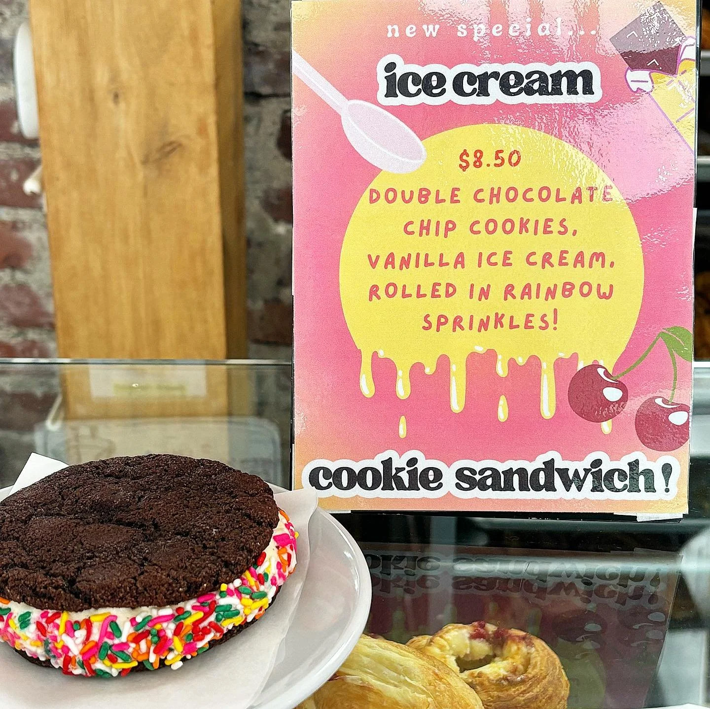 The wait is finally over! After many weeks of trial and error, numerous tests, conversations and cookies&hellip; Introducing the newest addition to our summer menu: the Ice Cream Cookie Sandwhich! House made double chocolate chip cookies; perfectly c