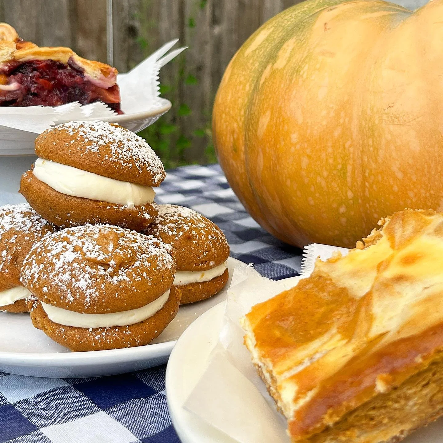 Pumpkin is here in full force! This weeks highlights include: Pumpkin Cheesecake Bars &amp; mini Pumpkin Whoopie Pies. Everyone&rsquo;s favorite on our seasonal menu! 

It is also our very last day for fruit pies! Make sure to come grab a slice (or w
