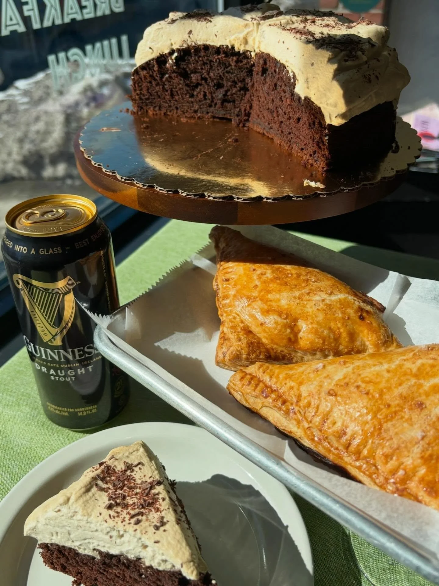 Our favorite green holiday is almost here! Our St. Patrick&rsquo;s Day specials are flying at both locations, Including: 

🍀 Chocolate Guiness Cake! 
Light and fluffy with a light chocolate flavor to melt in your mouth with Espresso infused whipped 