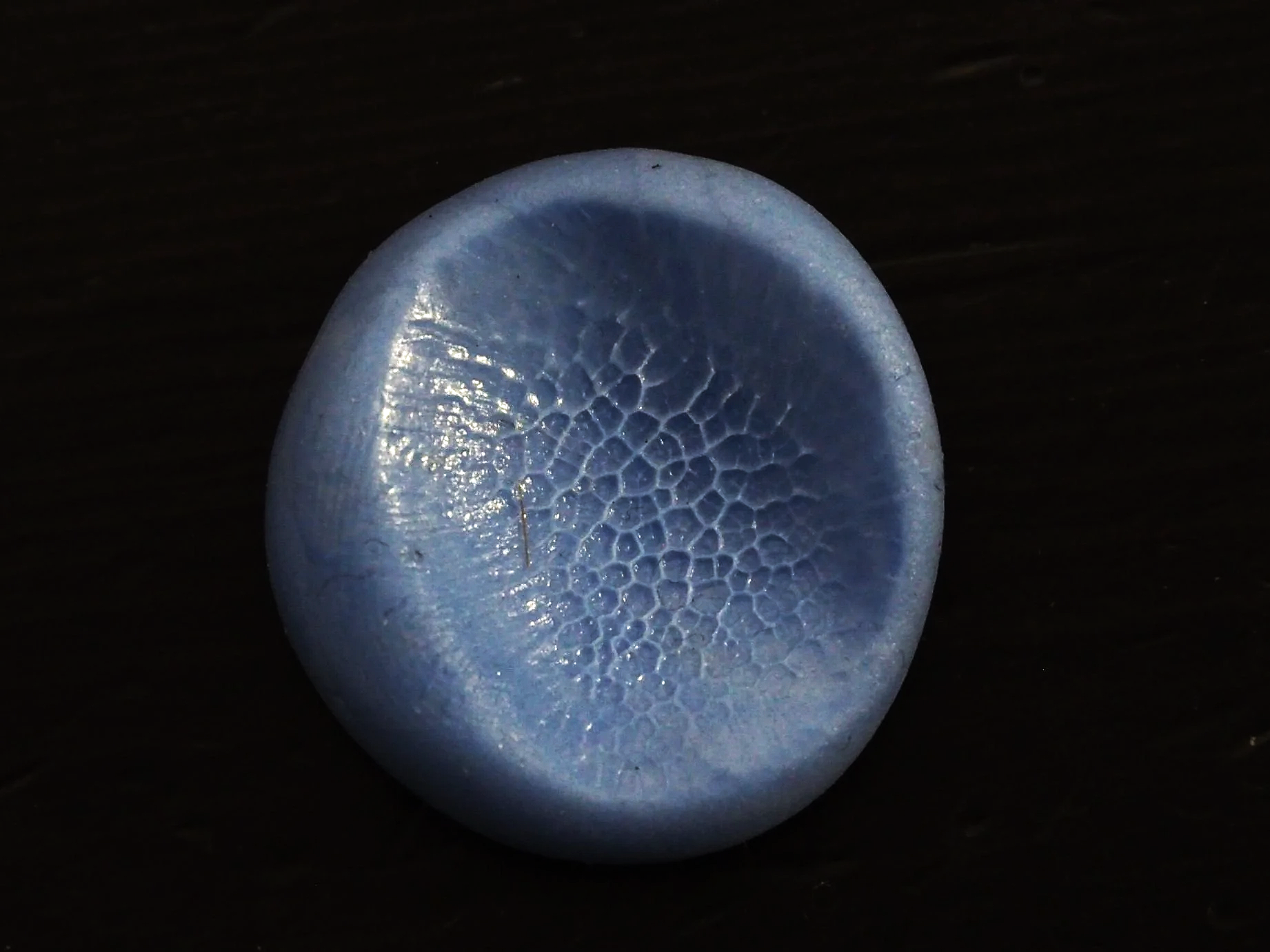 Gros plan sur un moule en silicone réussi avec l’empreinte de la truffe du chien. Les détails du museau sont nets, prêts à devenir un bijou empreinte truffe chien sur mesure, comme une bague truffe personnalisée ou un pendentif truffe chien.
