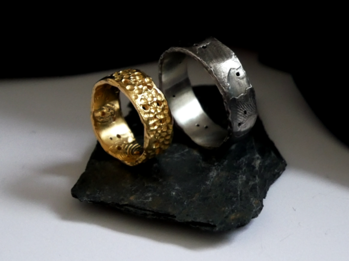 Anneau vermeil empreinte intérieur, anneau argent empreinte extérieur