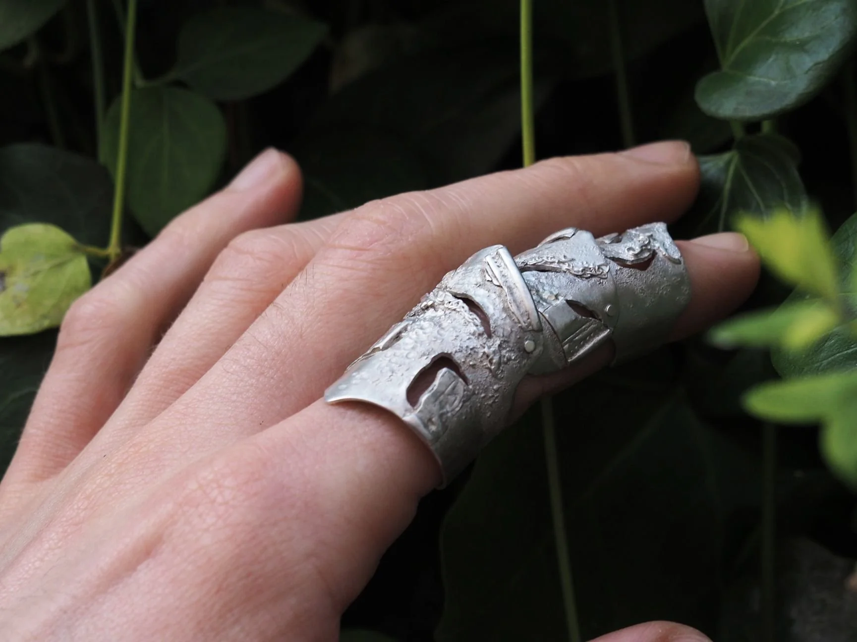 Bague armure en argent