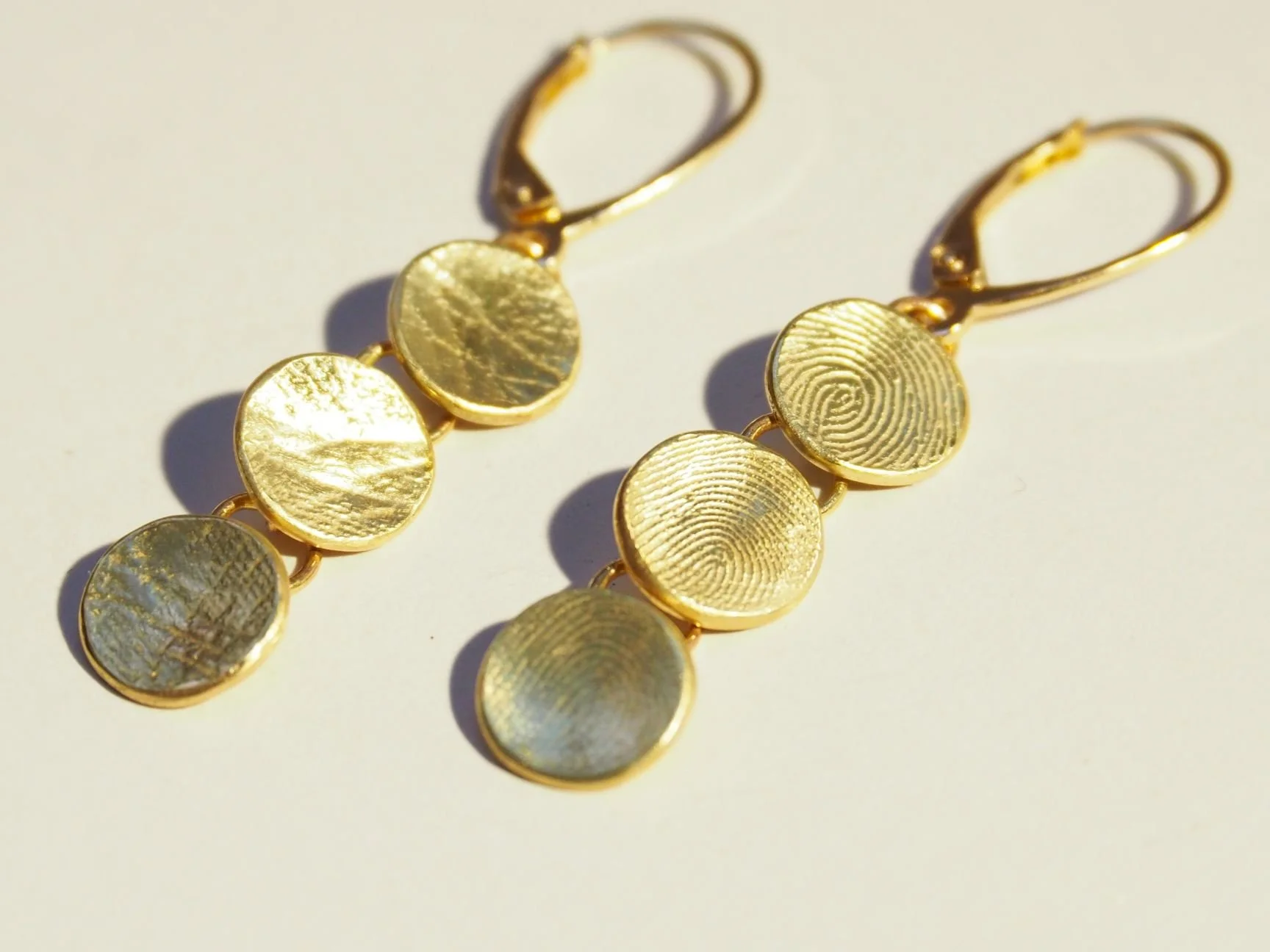 Boucles d'oreilles en or jaune 14 carats empreinte digitale