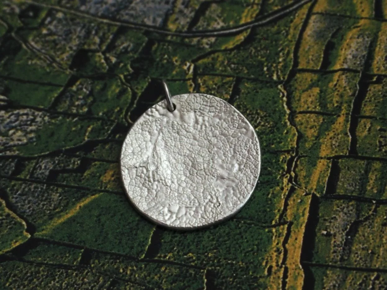 Pendentif truffe chien en argent posé sur un fond coloré. Ce bijou empreinte chien personnalisé est une idée cadeau pour un propriétaire de chien attaché à son compagnon.