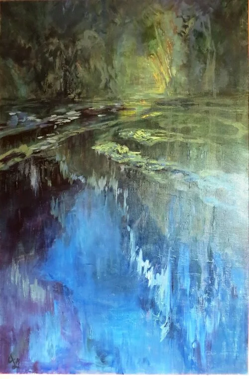 Reflets mystère 1 - H 81 cm x L 53 cm - Huile sur toile