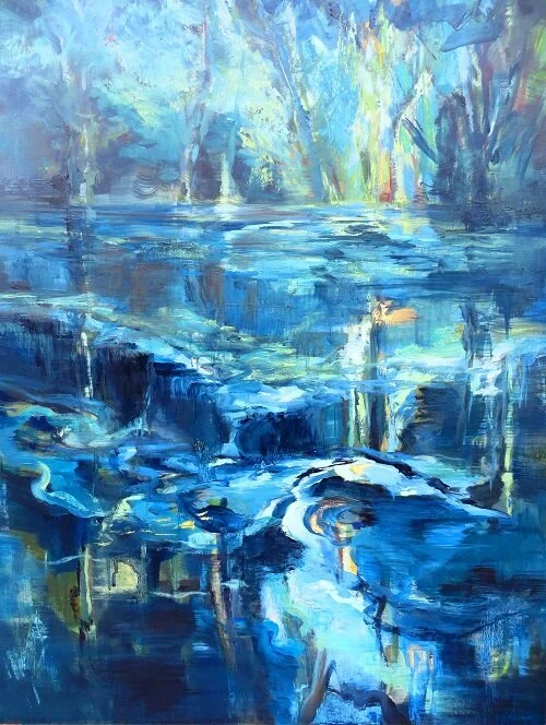 Reflets mystère 2 - H 81 cm x L  64 cm  - Huile sur toile
