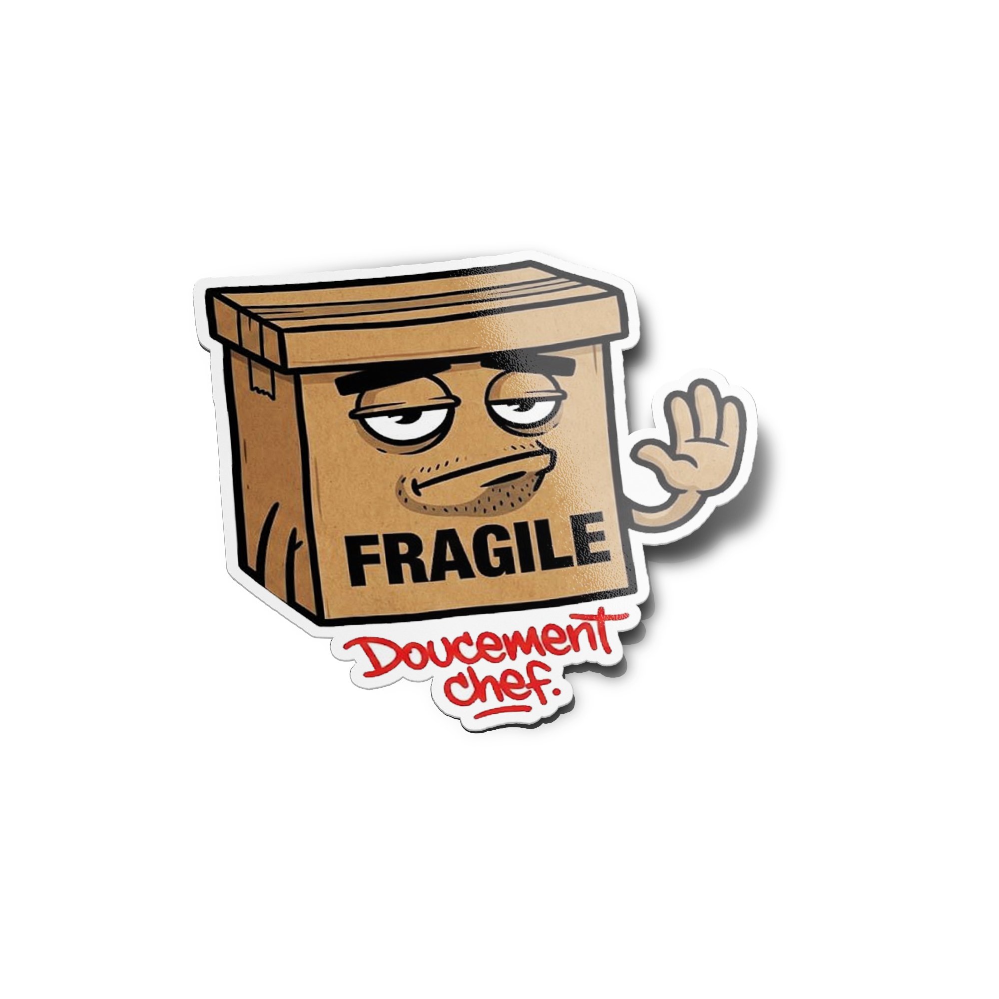 Sticker Colis "Fragile - Doucement Chef" - Vinyle Haute Résistance
