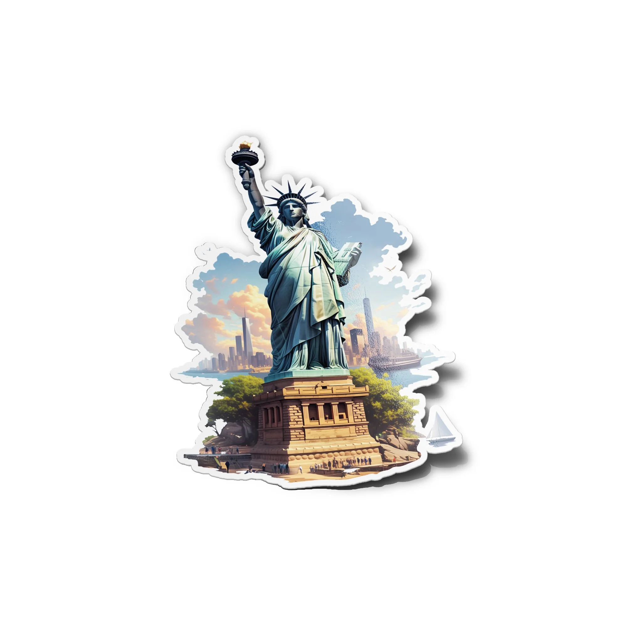 Sticker Vinyle "NYC Liberty" – Illustration Statue de la Liberté & Skyline