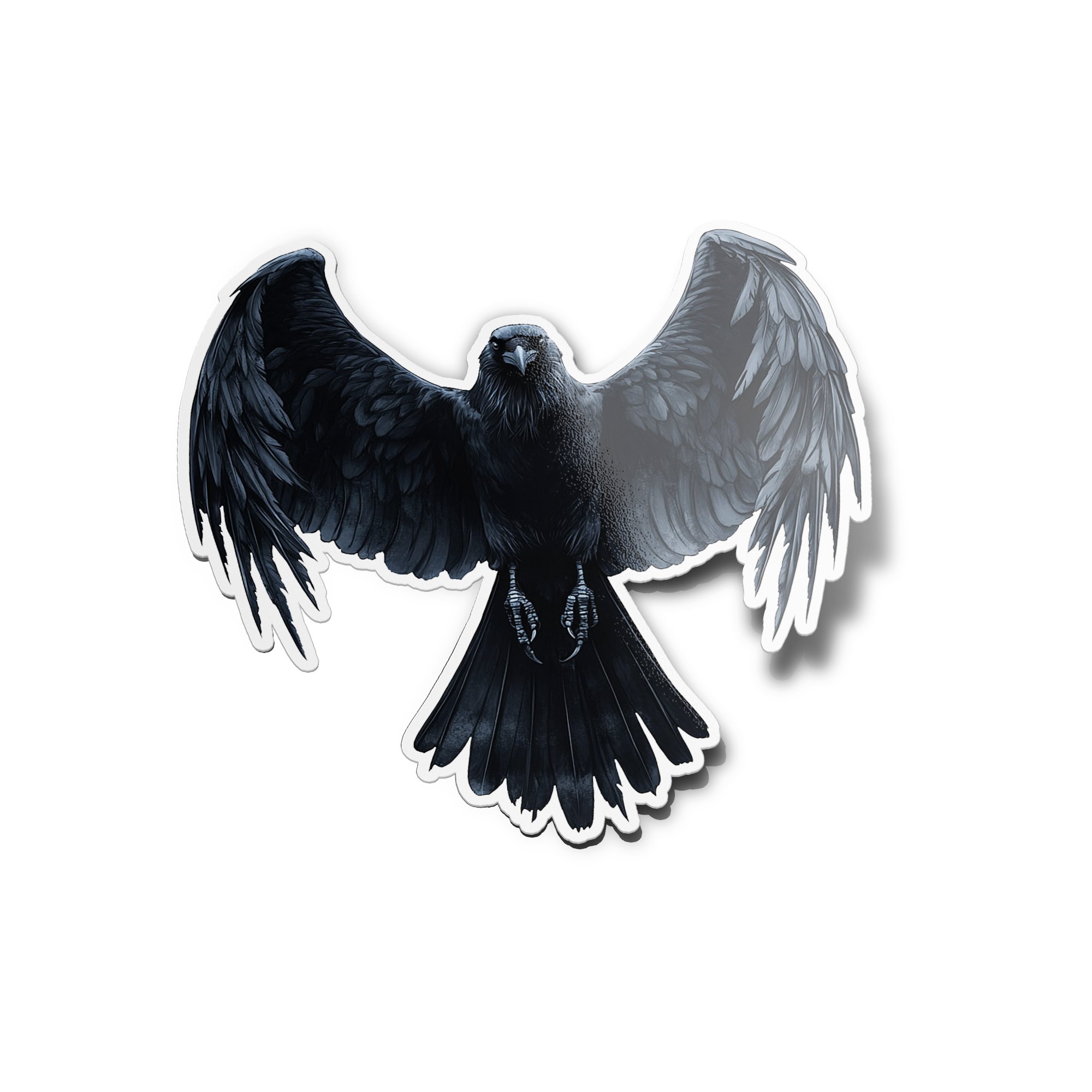 Sticker Vinyle "Dark Raven" – Corbeau Noir aux Ailes Déployées
