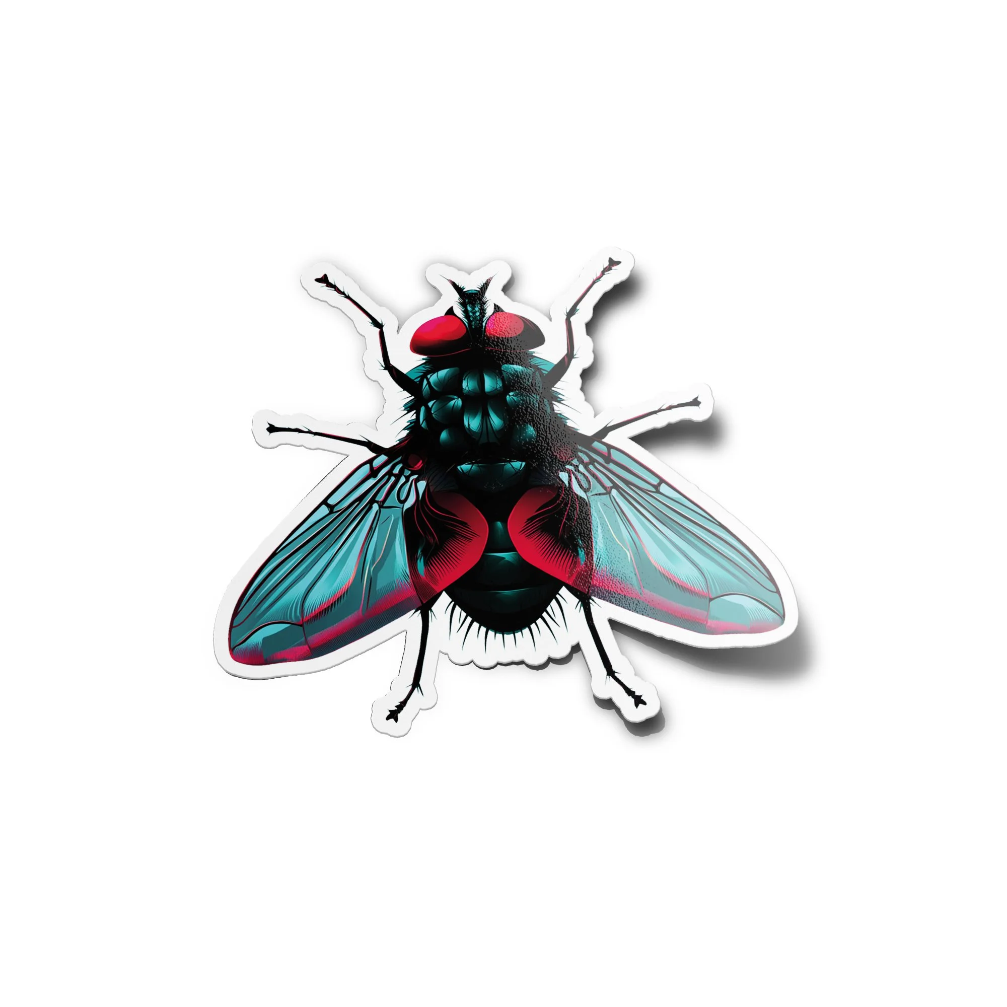 Sticker vinyle Mouche colorée – Autocollant insecte ailé illustré, résistant eau & UV