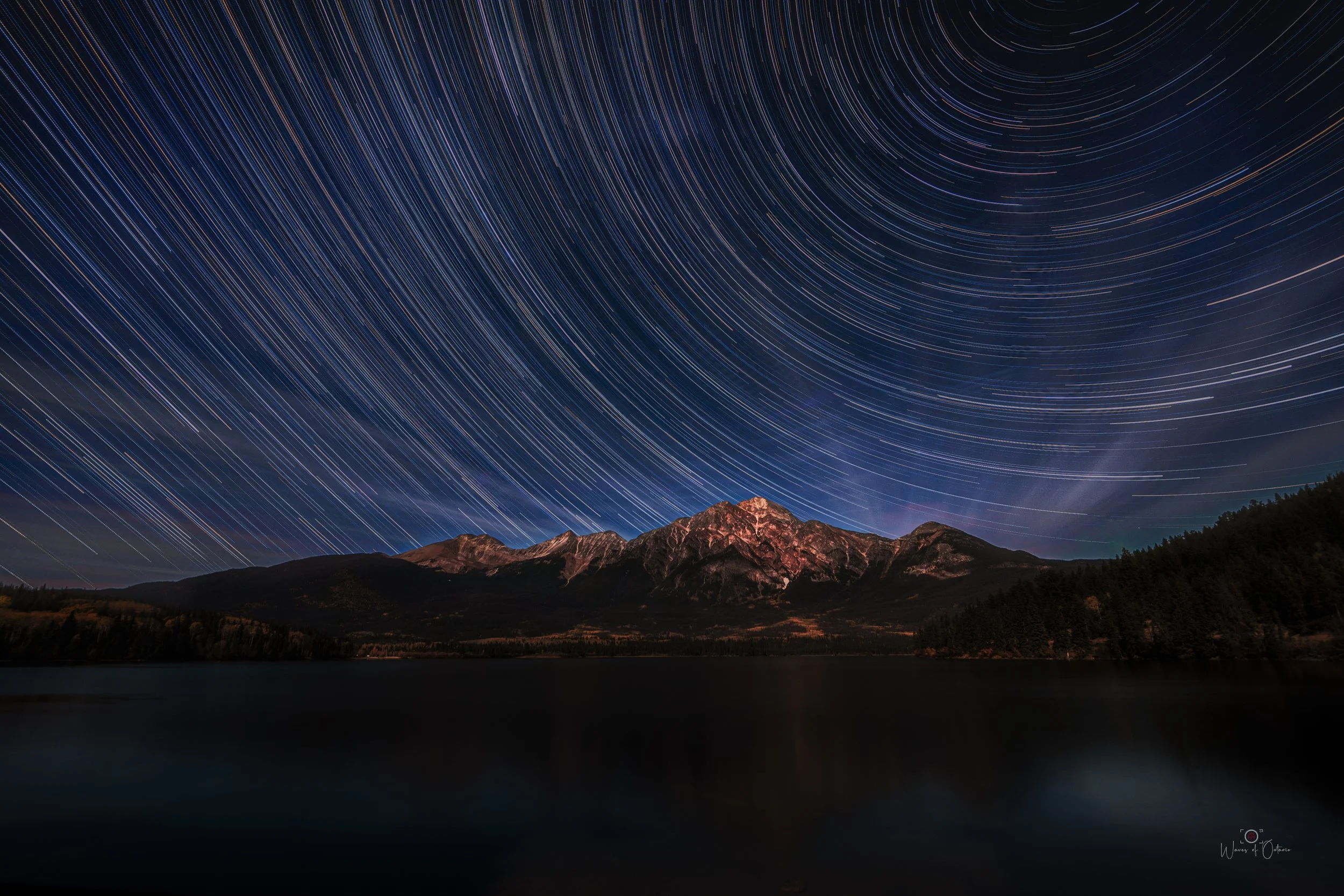 Photographing Pyramid Mountain from Sunset to Sunrise