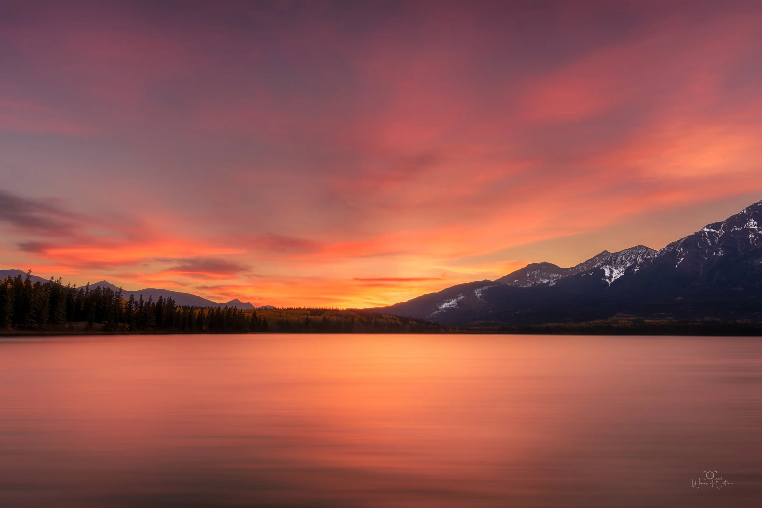 Sunset at Pyramid Lake, Jasper National Park