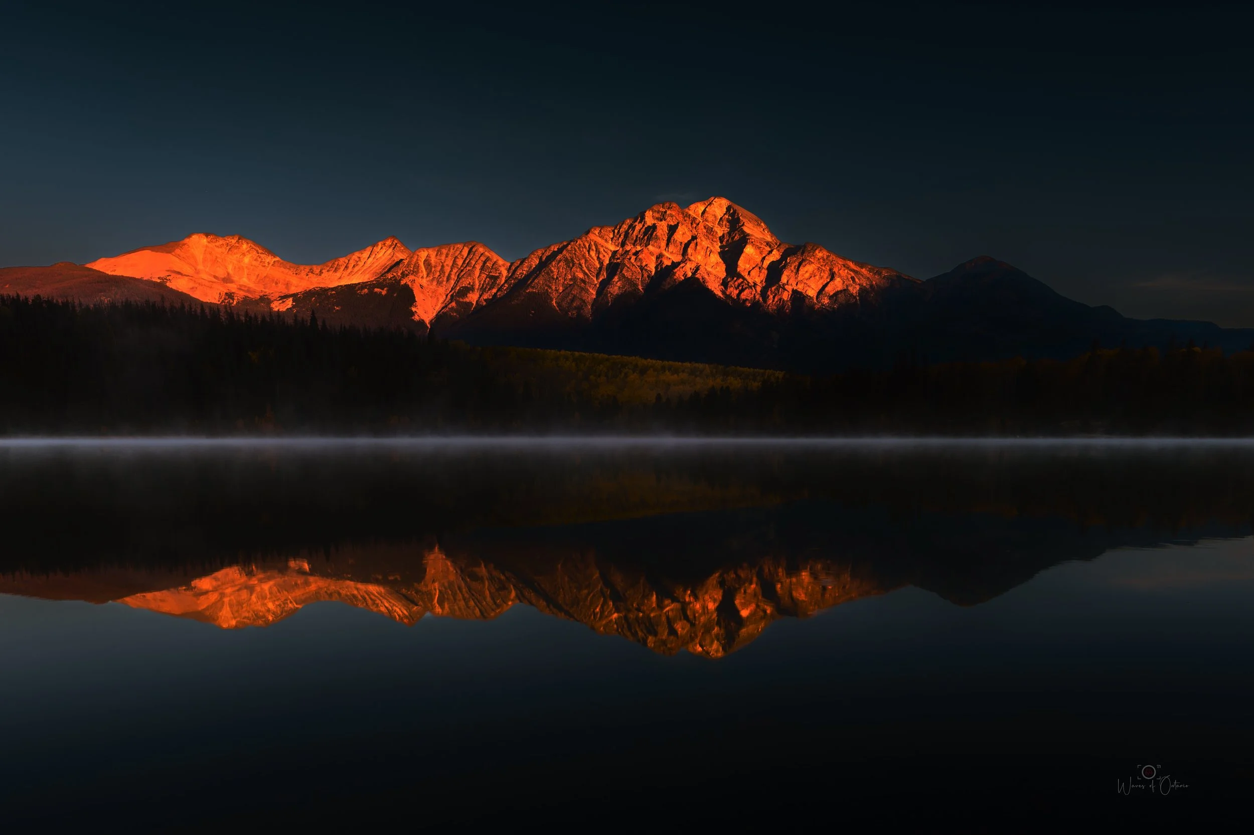 Sunrise reflection at Patricia Lake, Pyramid Mountain,  Jasper National Park