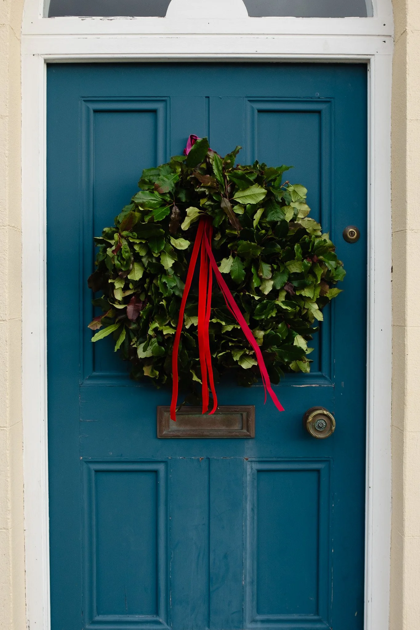 Irish Photinia Wreath with Luxury Velvet Ribbons