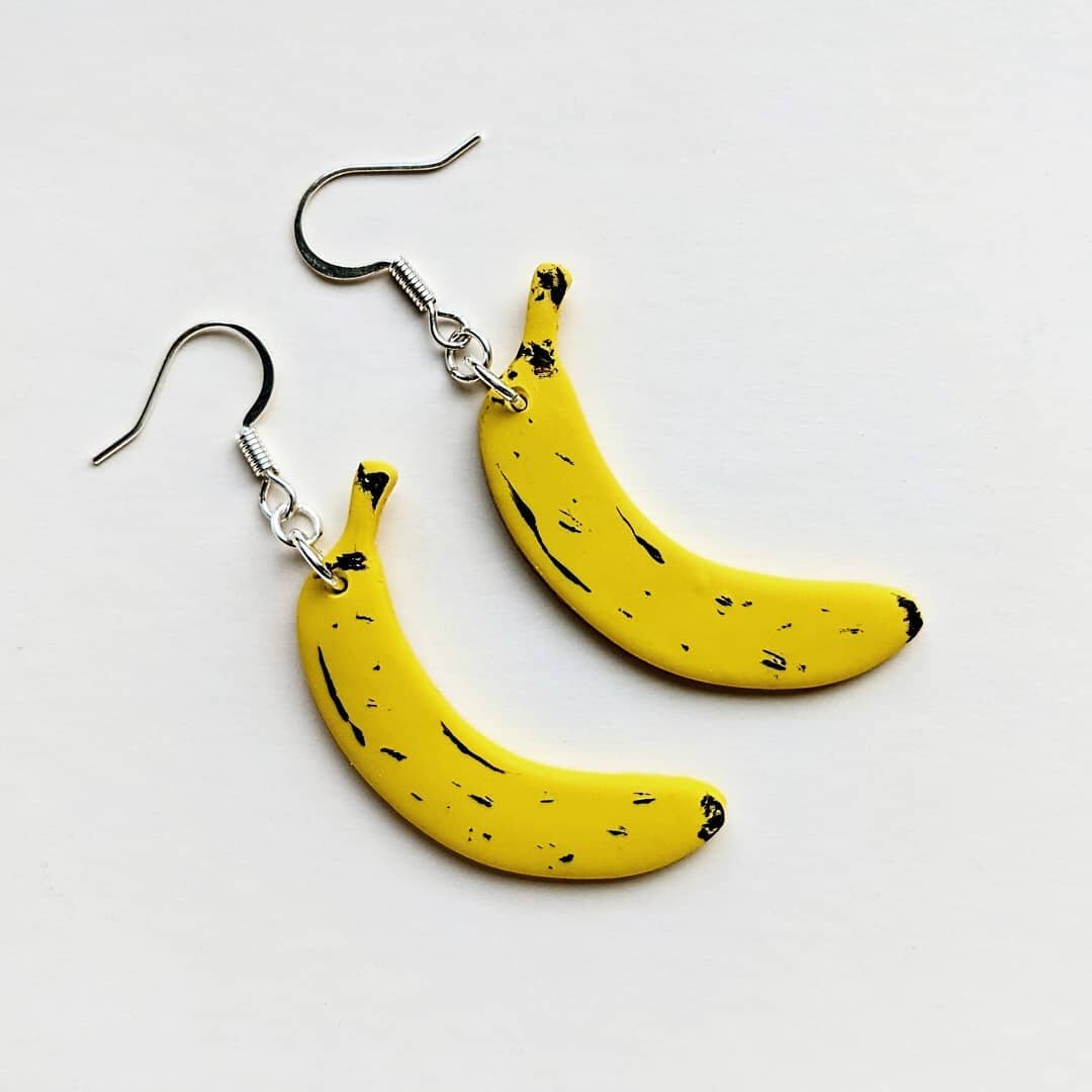 I made Warhol Banana Earrings. Purchase link is in my bio🍌