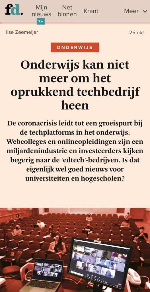 Het Financieel Dagblad - Onderwijs kan niet meer om het oprukkend techbedrijf heen