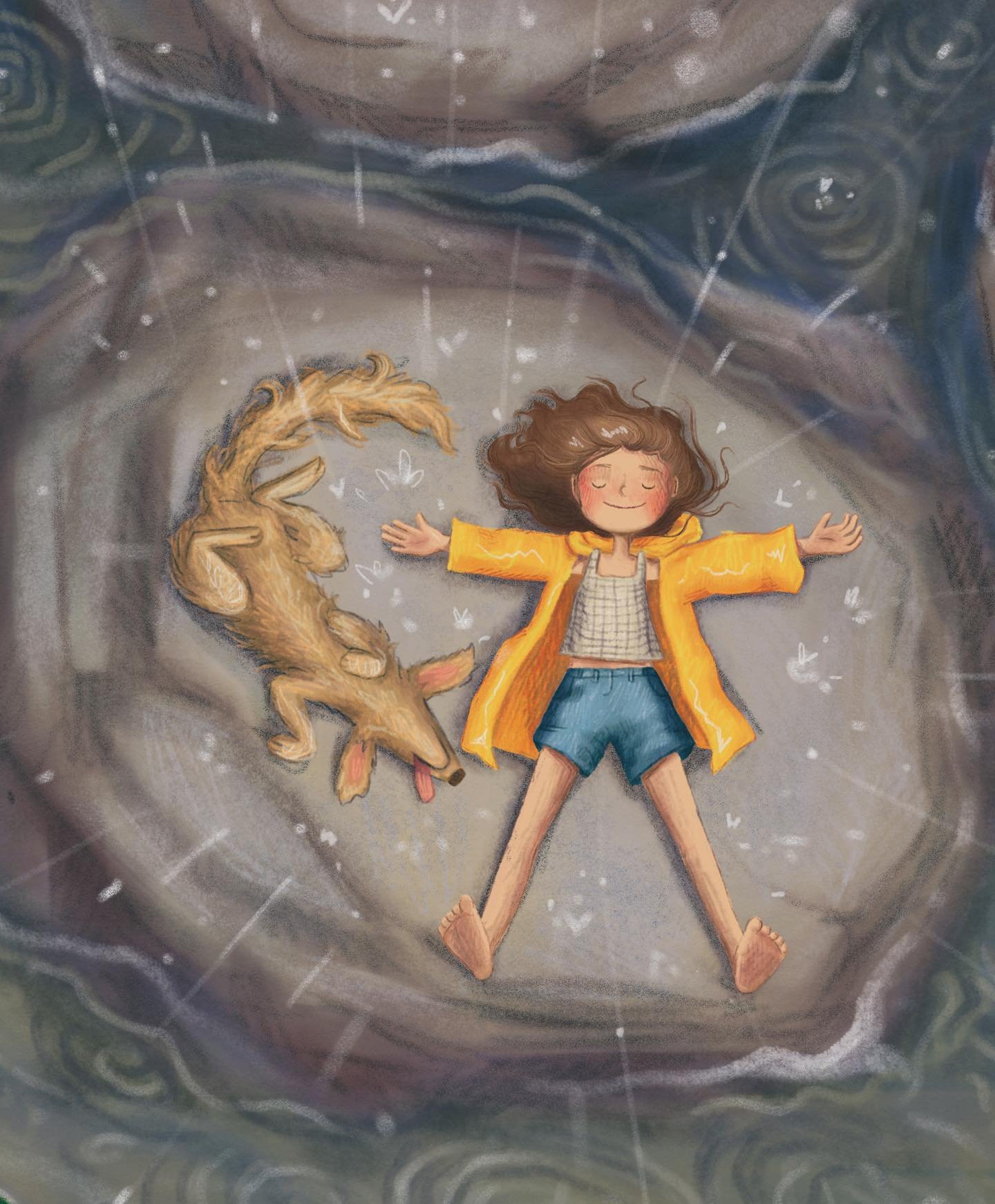 How do I explain to the algorithm I don&rsquo;t want the trending jewelry that will *transform* my wardrobe, or the lip gloss I *didn&rsquo;t know I was missing.* I just want to lay in a thunderstorm with my dog 😌
.
.
.
#childrensbookillustrator #ch