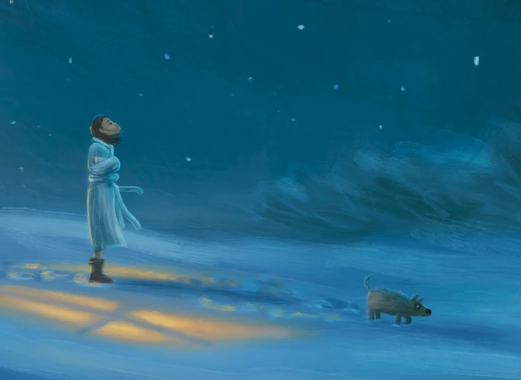 &ldquo;Potty break&rdquo; 💙❄️
.
.
.
#kidlitill #kidlitillustrator #kidlitillustration #kidlitillustrator #illustration #illustrator #authorillustrator #childrensbookillustrator #solstice #winter #wintermagic #starrynight #nostalgic #nostalgicart