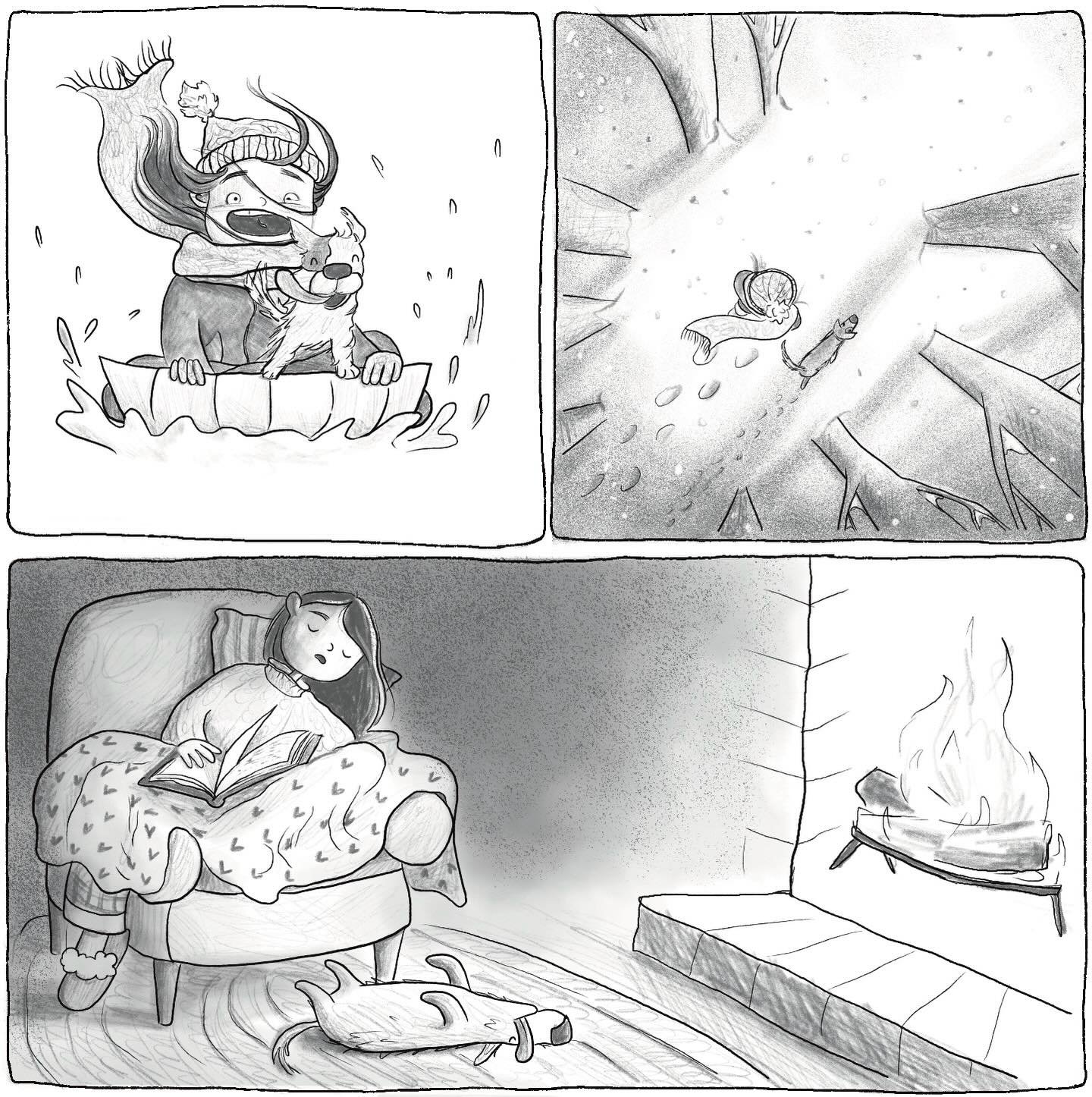 Practicing different black and white techniques! I kind of like this sketchy graphite look :)
.
.
.
#illustration #illustrator #kidlitartist #kidlitillustrator #kidlitillustration #childrensbookillustrator #snowday #blackandwhite #sketch #friendship