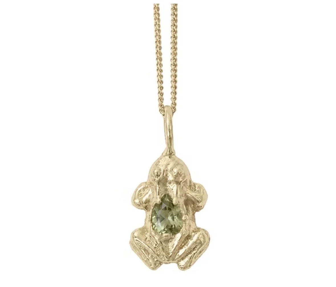 Oracle's Frog in 14K and green sapphire