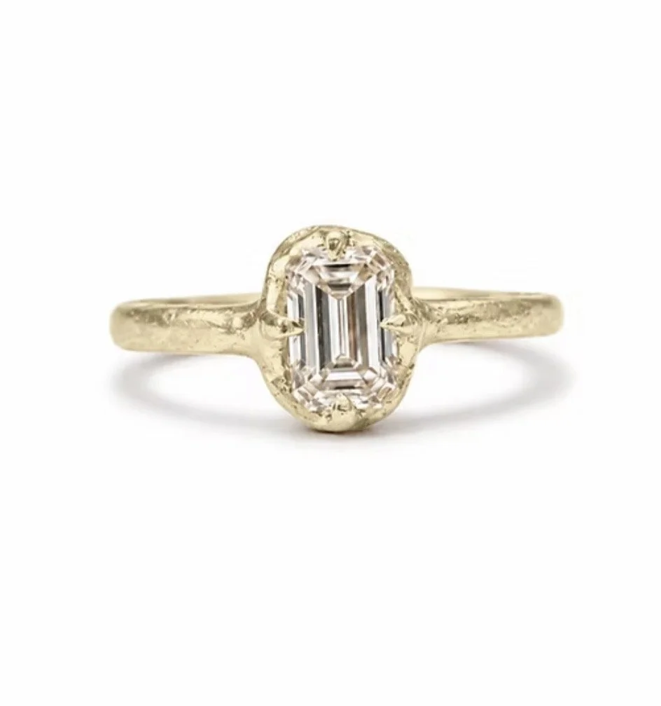 Organic Emerald Cut Diamond Solitaire