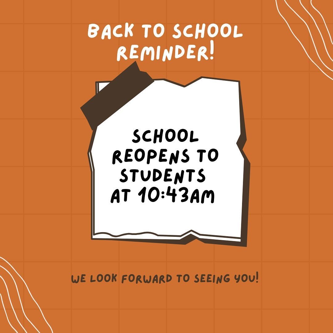 🚨‼️ Reminder to all students and parents/guardians as we reopen tomorrow morning, Monday 8th of April. We hope you had a restful midterm break and we look forward to welcoming you to our final term of the year!