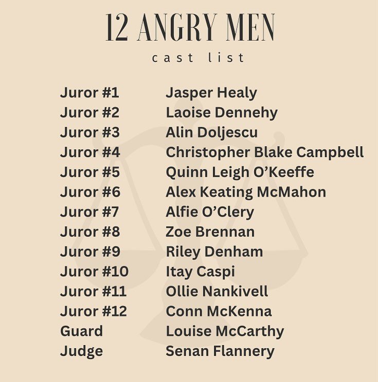 📣 CAST LIST! Our production team really had their work cut out for them on this one. Well done to everyone who auditioned and a big congrats to our team of Jurors. Our team will be in touch about rehearsals very soon ✨ #12angrymen