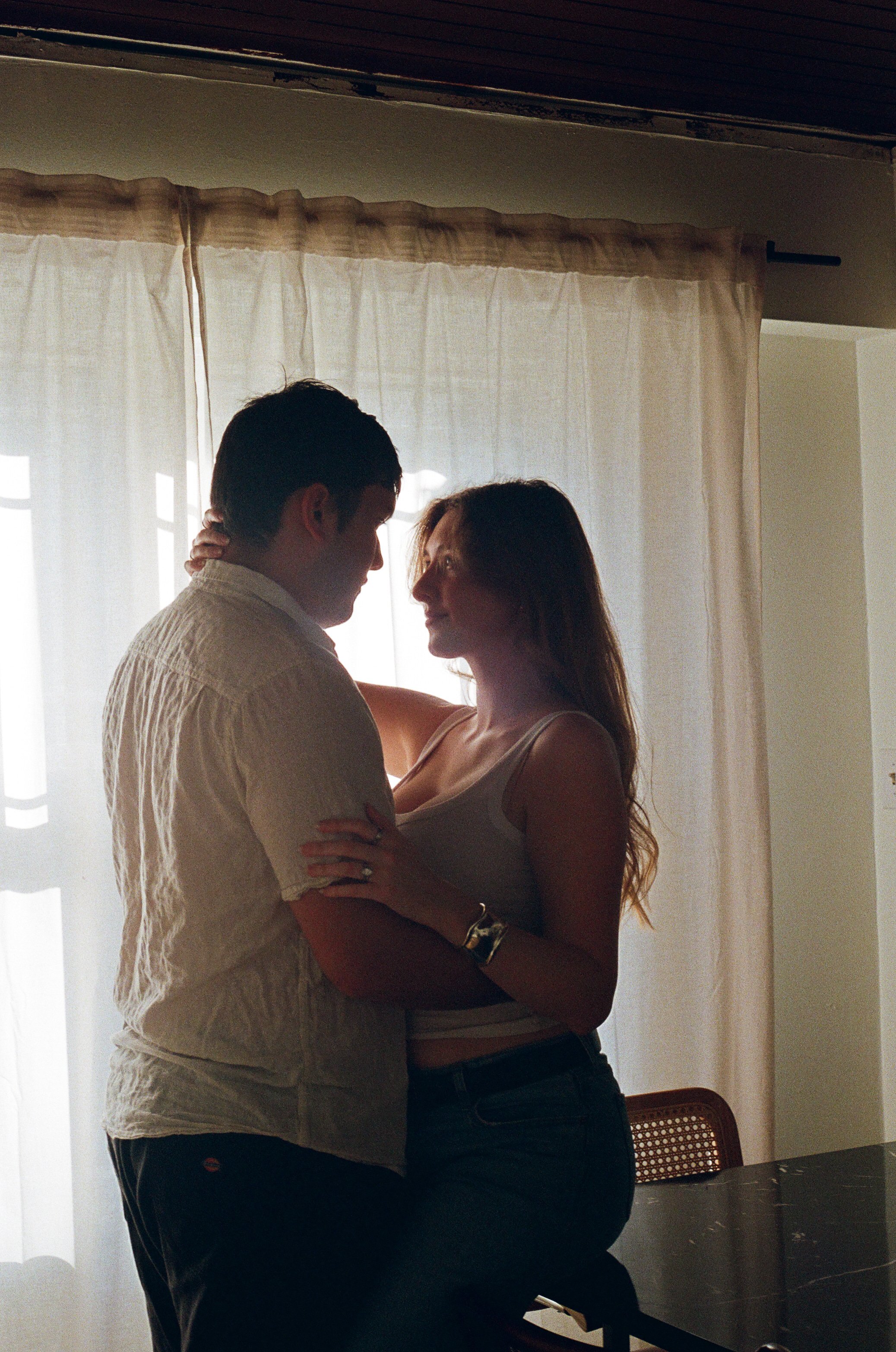 Romantic, editorial-style session photographed on film at home.