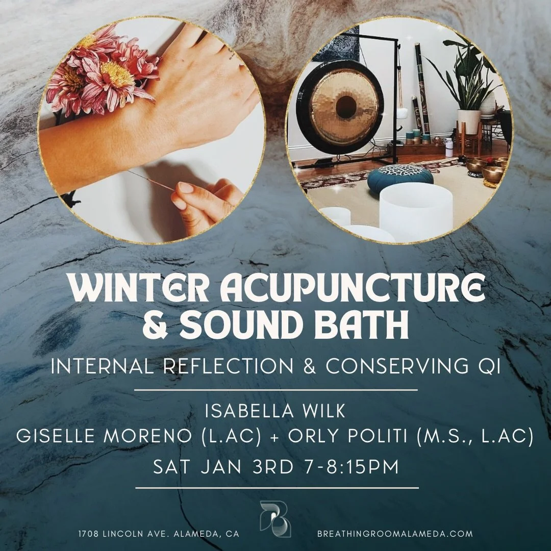 Sat Jan 3rd 🌸❄️ 7-8:15pm 
Winter is a wonderful time for internal reflection and conserving and building resources for the upcoming year. Rest during this season is important for revitalizing the Kidneys, our Yin water organs according to Chinese me