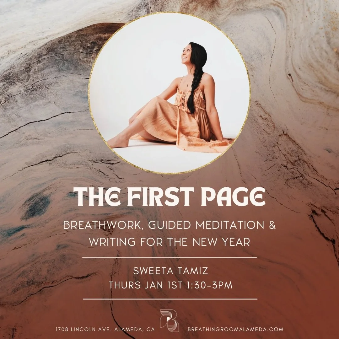 The First Page: Breathwork, Guided Meditation &amp; Writing for the New Year

Thurs Jan 1st, 2026  1:30-3pm🧘🏽&zwj;♀️📝 @0sweeta 

The beginning of a new year often brings pressure to change or set resolutions. This workshop offers a more creative a