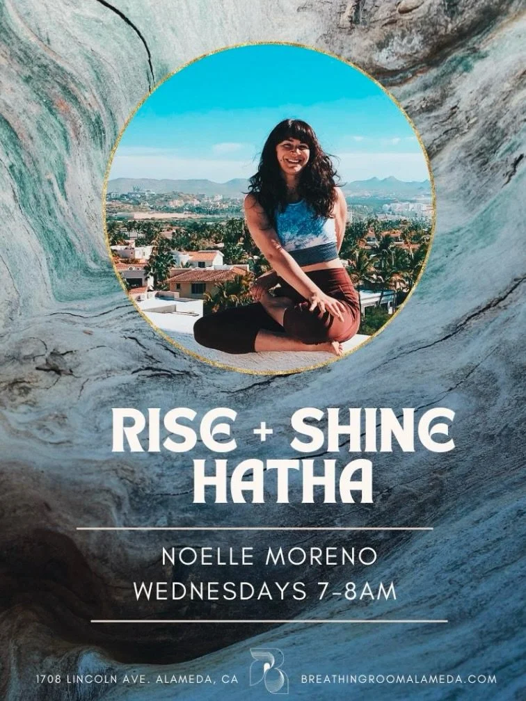Join us every Wednesday 🩵🧘🏽 for Hatha, Vinyasa, or Yoga+Tre classes - morning, mid-morning, and evening options available. Link in bio and full schedule at breathingroomalameda.com let's breathe into the weekend together! ✨