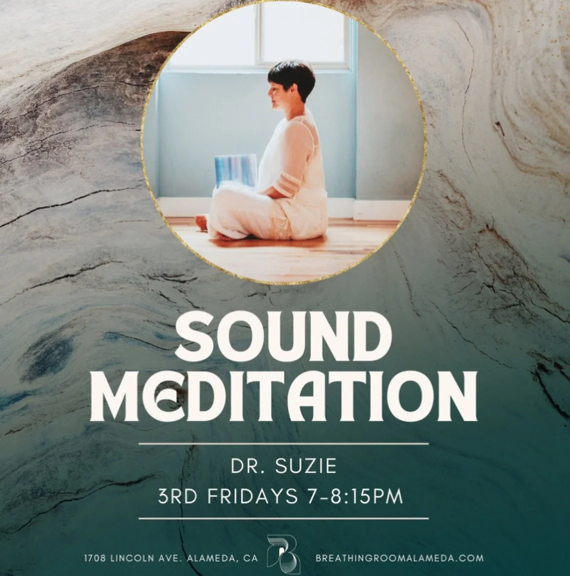 Friday May 15th 7-8:15pm Join us for a a sound meditation led by Dr. Suzie Lee. This restorative practice is especially helpful for those who struggle with sustained attention, stress-related overwhelm, and resistance to settling down and letting go.