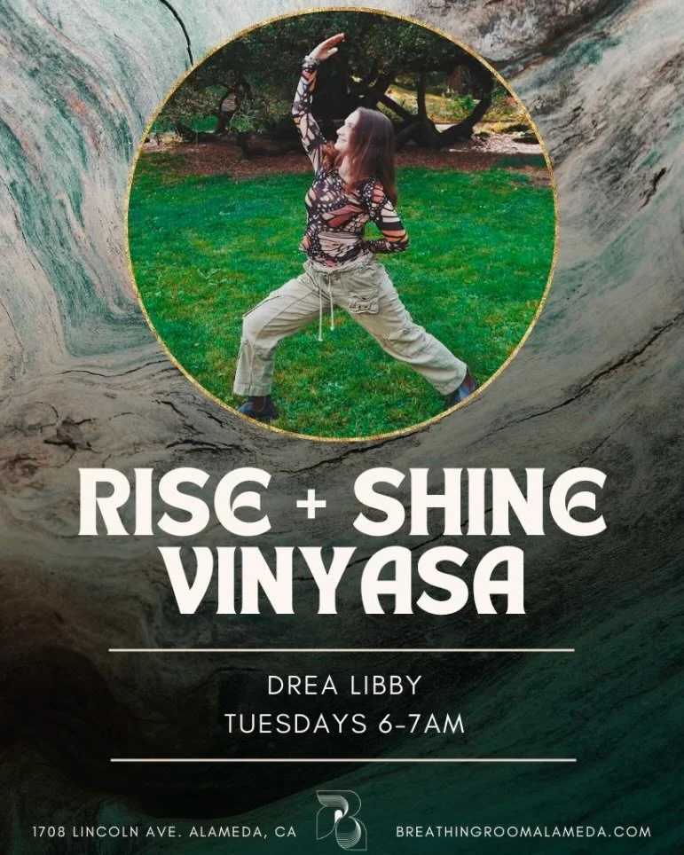 Join us for a Tuesday class @breathingroomalameda Rise &amp; Shine to Evening Deep Flow. 🪷✨🤍We offer packages, 1:1 sessions in our secret room and more. Come breathe with us. We would love to see you in person but you can also join in online. 🩵#yo