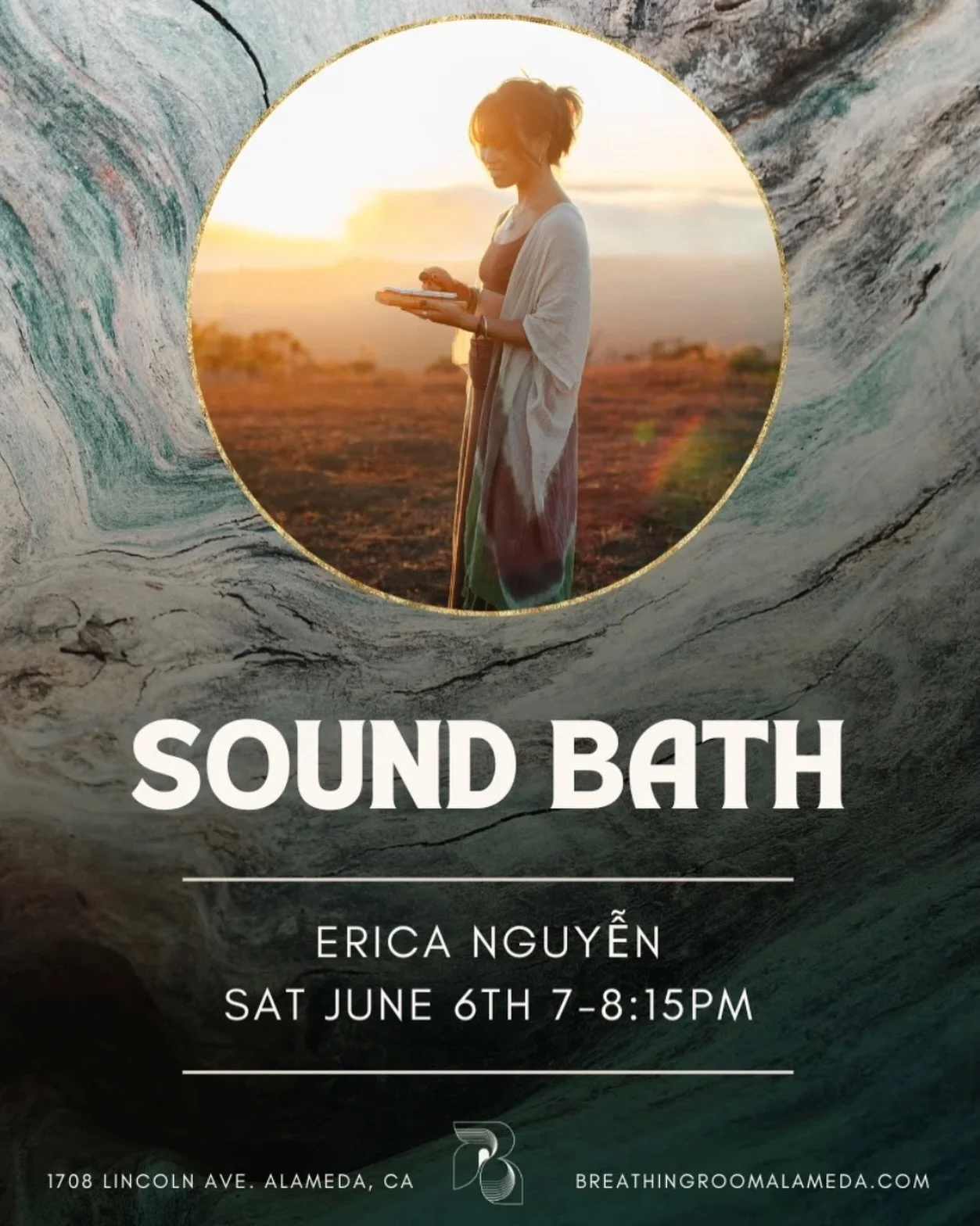 ✨ Second Saturday Sound Bath ✨June 6th 7-8:15pm. 

Join us every second Saturday at The Breathing Room for a deeply relaxing sound bath experience. Let the soothing sounds of the gong, singing bowls, chimes, drum, and other healing instruments help y