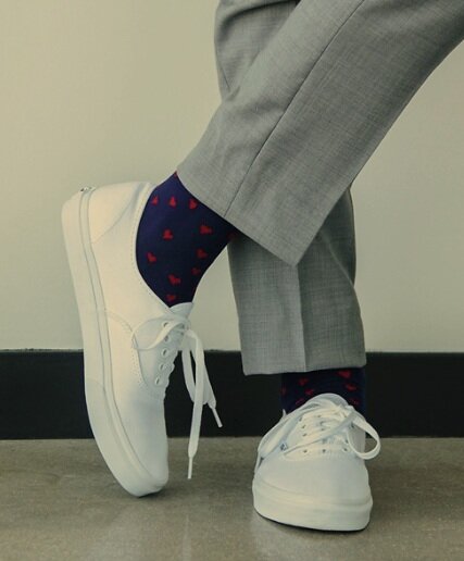 HEART PRINT NAVY BLUE SOCK