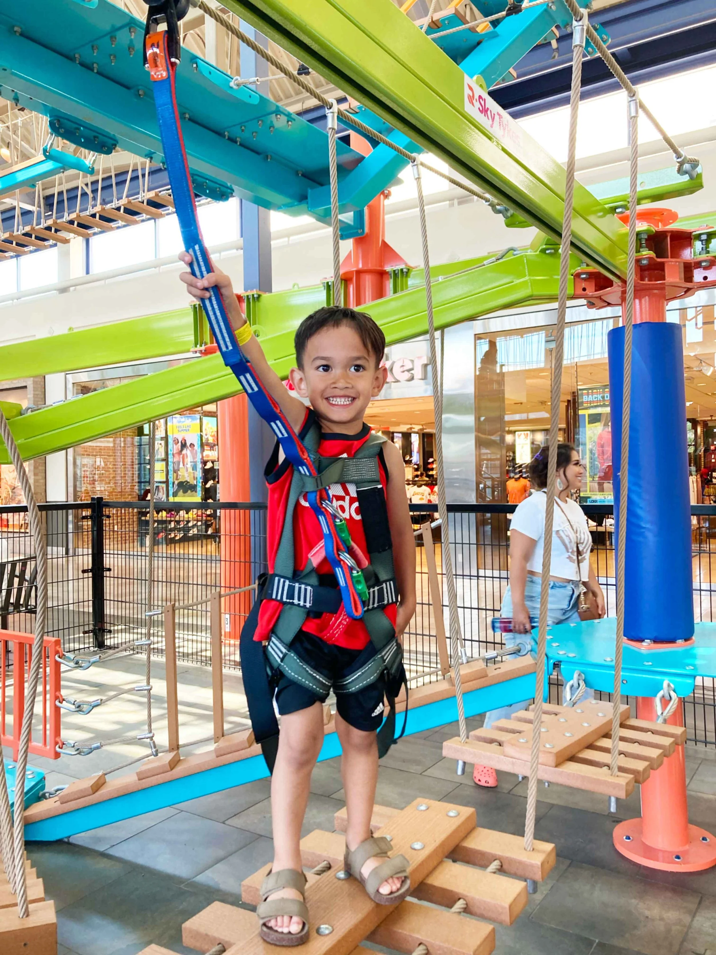 Smiling Sky Tyke Enjoying the Ropes Course