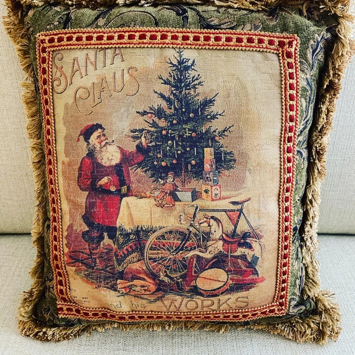 Santa's Best Fancy Christmas Pillow