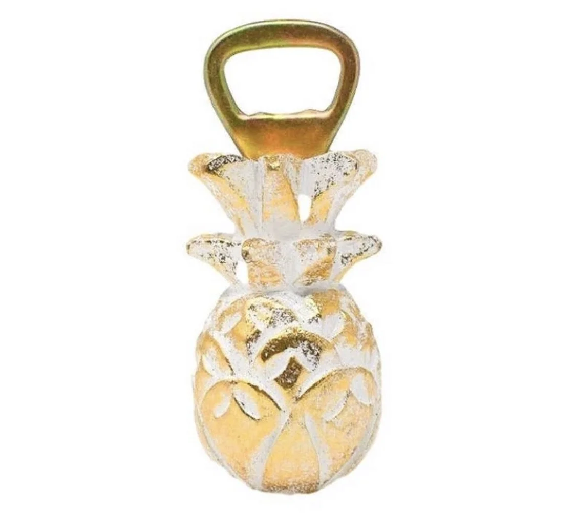 Pineapple Bottle Opener - White/Gold
