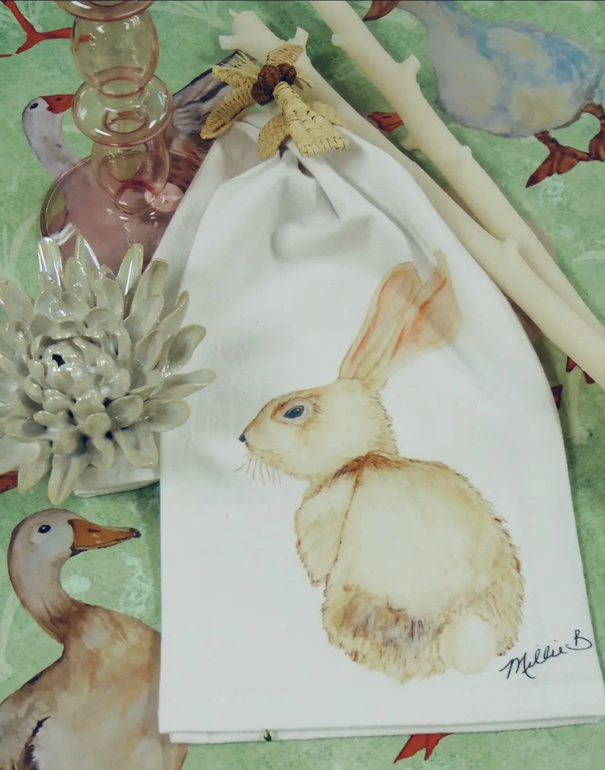 Limited Edition Watercolor Bunny Print Napkins - Set of 6